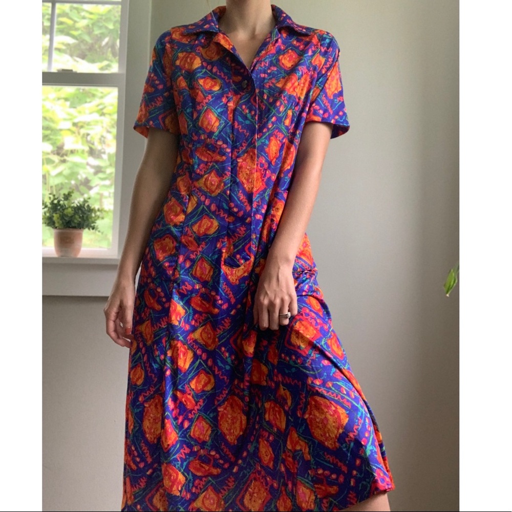 Vintage Tribute colorful patterned shirt dress
